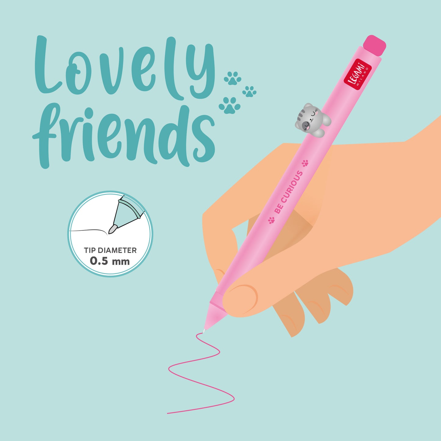 Legami | Lovely Friends Kitty Gel Pen | Pink Ink