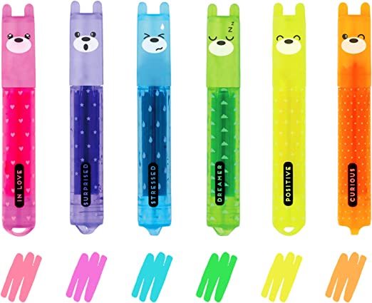 Legami |Teddy's Mood | Set Of 6 Bright Mini Highlighters